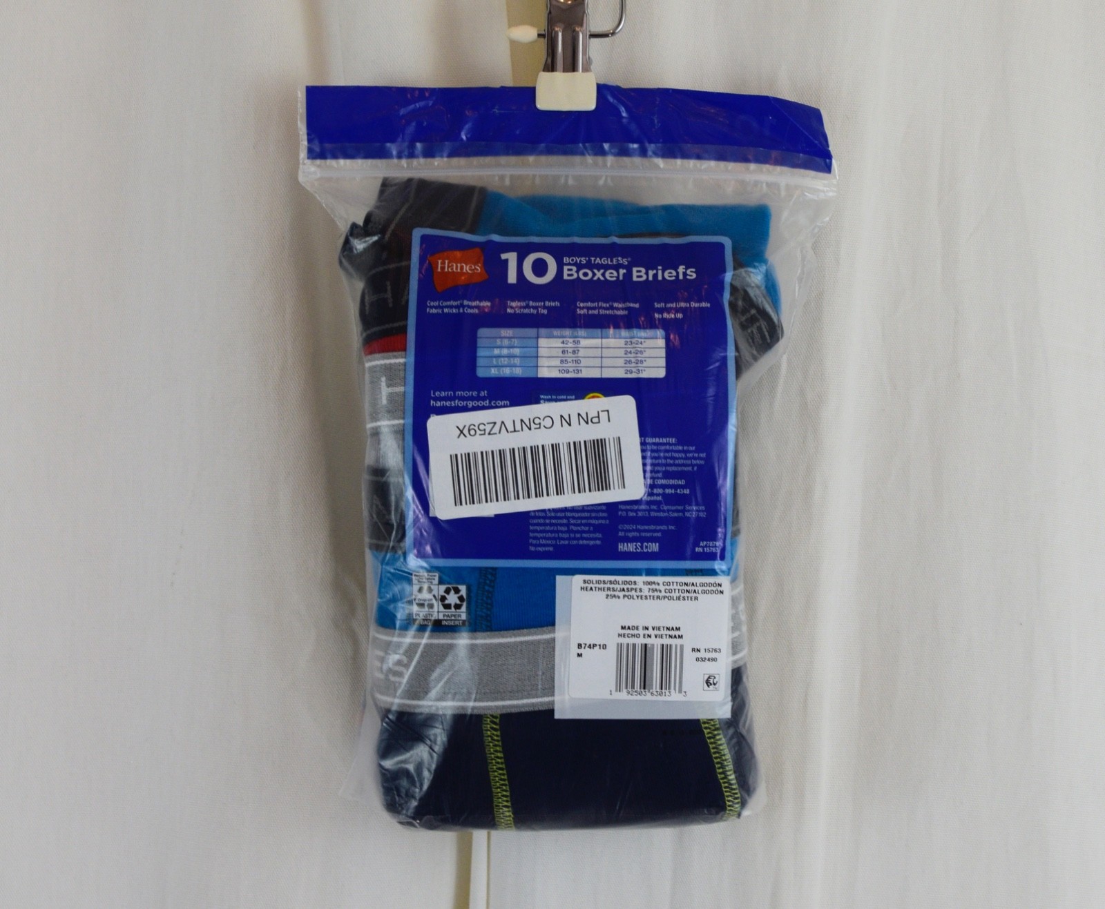 Hanes 10 PACK Boys Hanes Boxer Briefs Underwear Assorted Colors Size M (8-10)