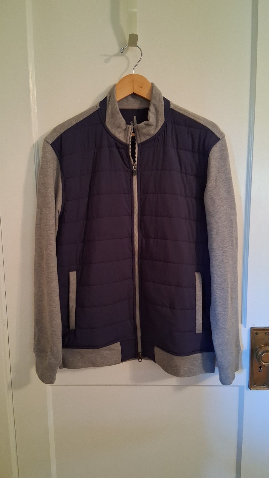 Johnnie O Barley Hybrid Golf Jacket Mens L Quilted Wake Blue Gray Full Zip