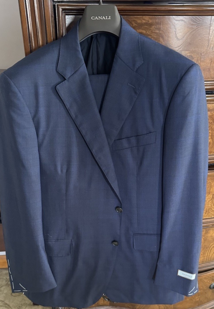 CANALI Dark Navy Windowpane Check Suit Super 160’s EU 58/US 46R MSRP $2495