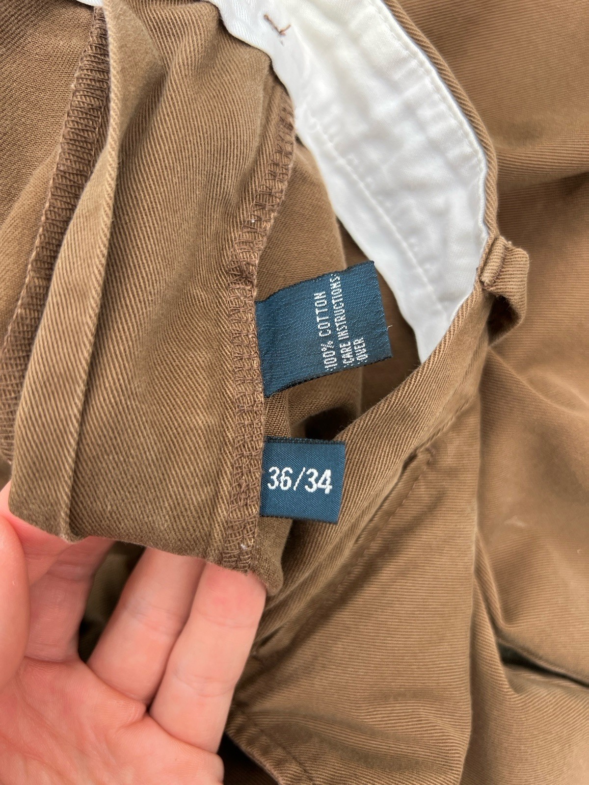 Polo Ralph Lauren Mens Classic Chino Pants Brown 36×34 Vintage 90s 100% Cotton