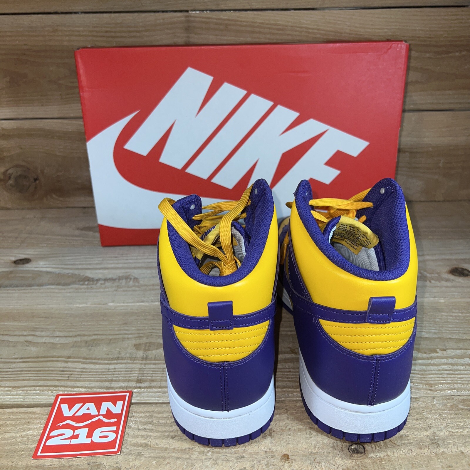 NEW: SZ 13: Nike Men’s Dunk High Purple Yellow Lakers Sneakers: DD1399-500