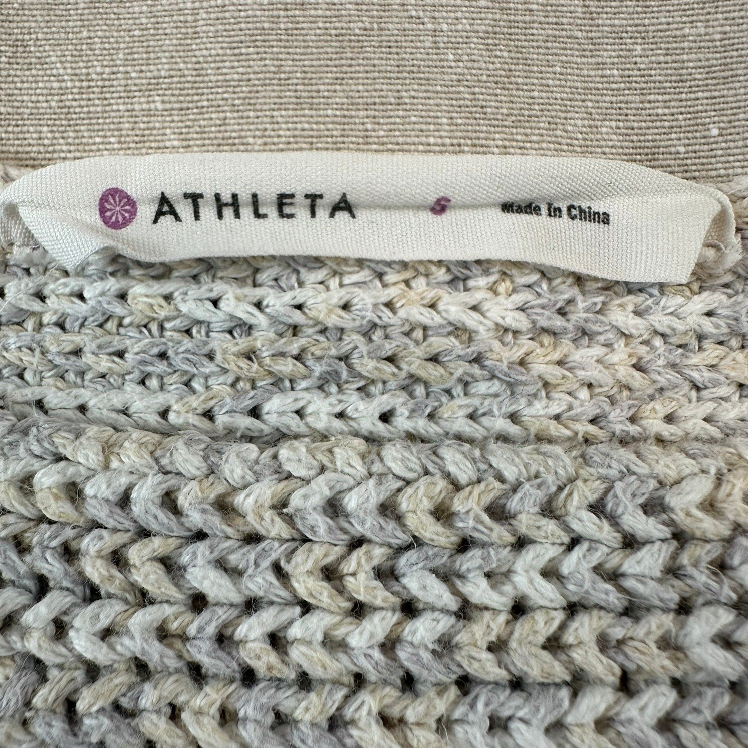 Athleta | Cropped Chunky Knit Sweater Grey Beige | Women’s S