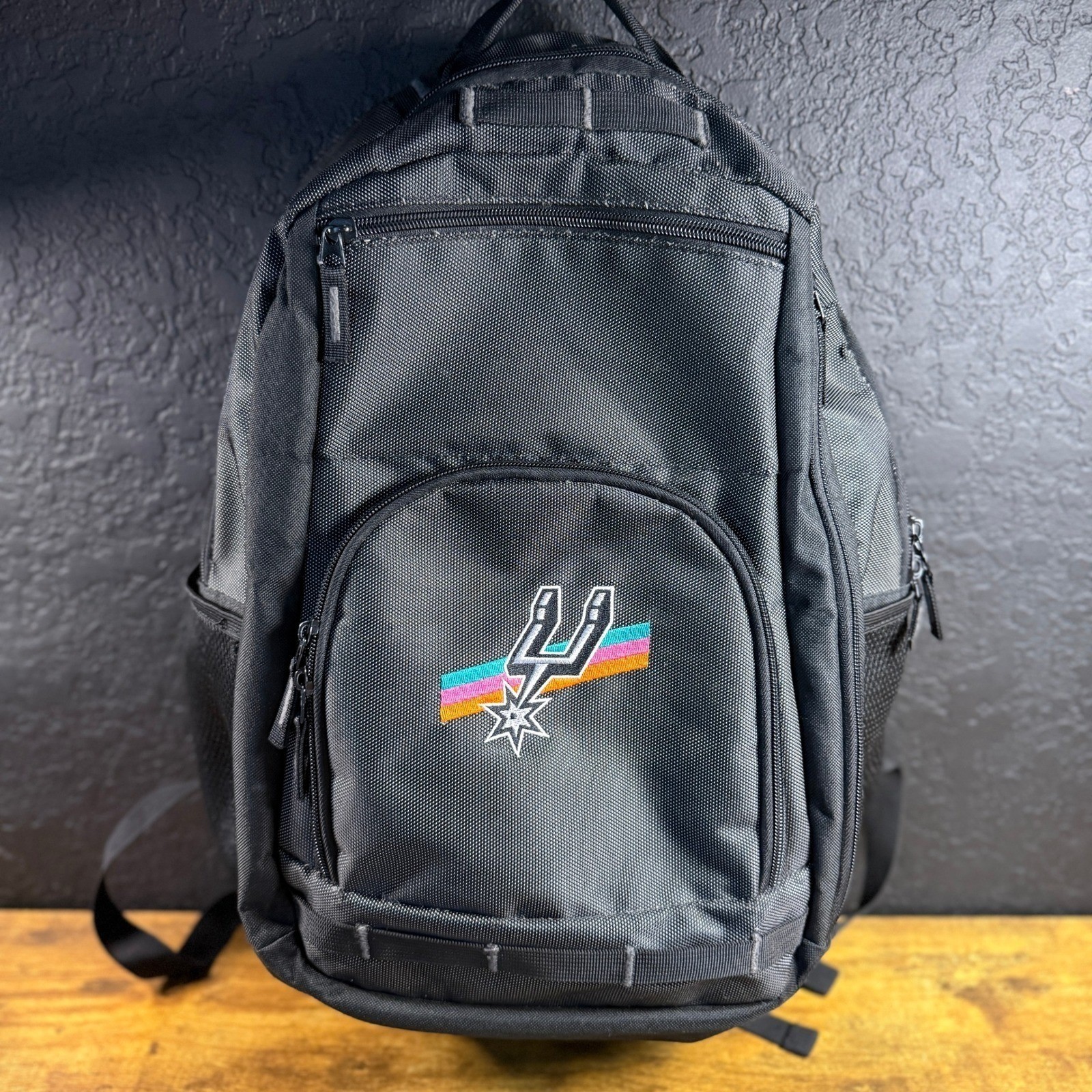 San Antonio Spurs NBA Fiesta Logo Black Ballistic Nylon Backpack Unisex OSFM