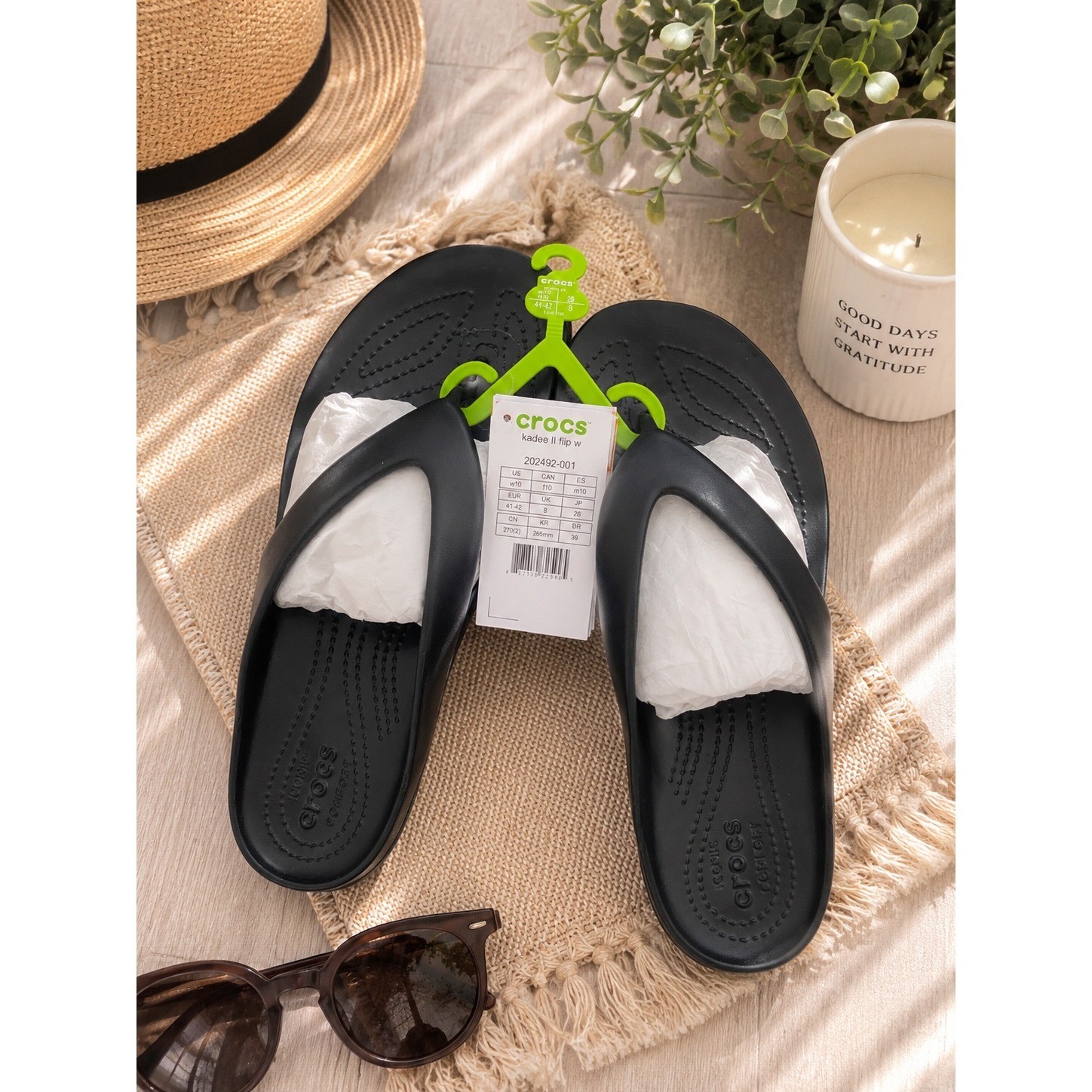 Crocs Kadee II Flip Women’s Size 10 Black Flip Flop Sandals 202492-001 NWT