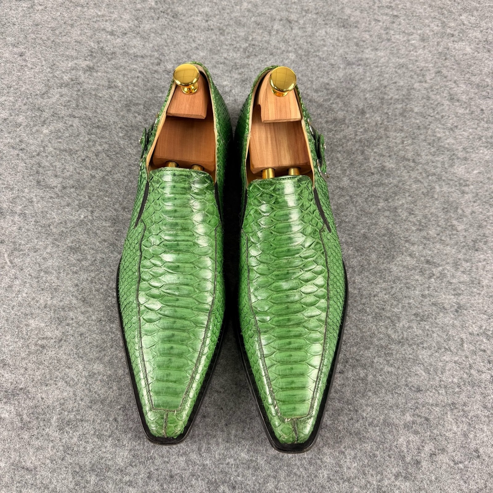 Cesare Paciotti Men’s Green Python Snakeskin Loafers Dress Shoes Size 8