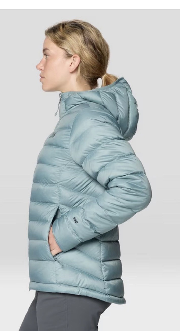 NEW; MOUNTAIN HARDWARE Women’s Tiberondack Down Hoody Jacket: LARGE; Sage Blue