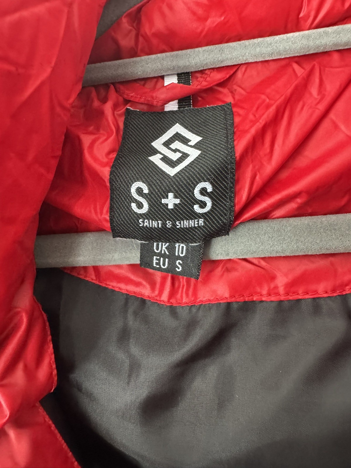 Saint & Sinner Red Puffer Jacket Size Uk 10 New Without Tags Women’s Clothing