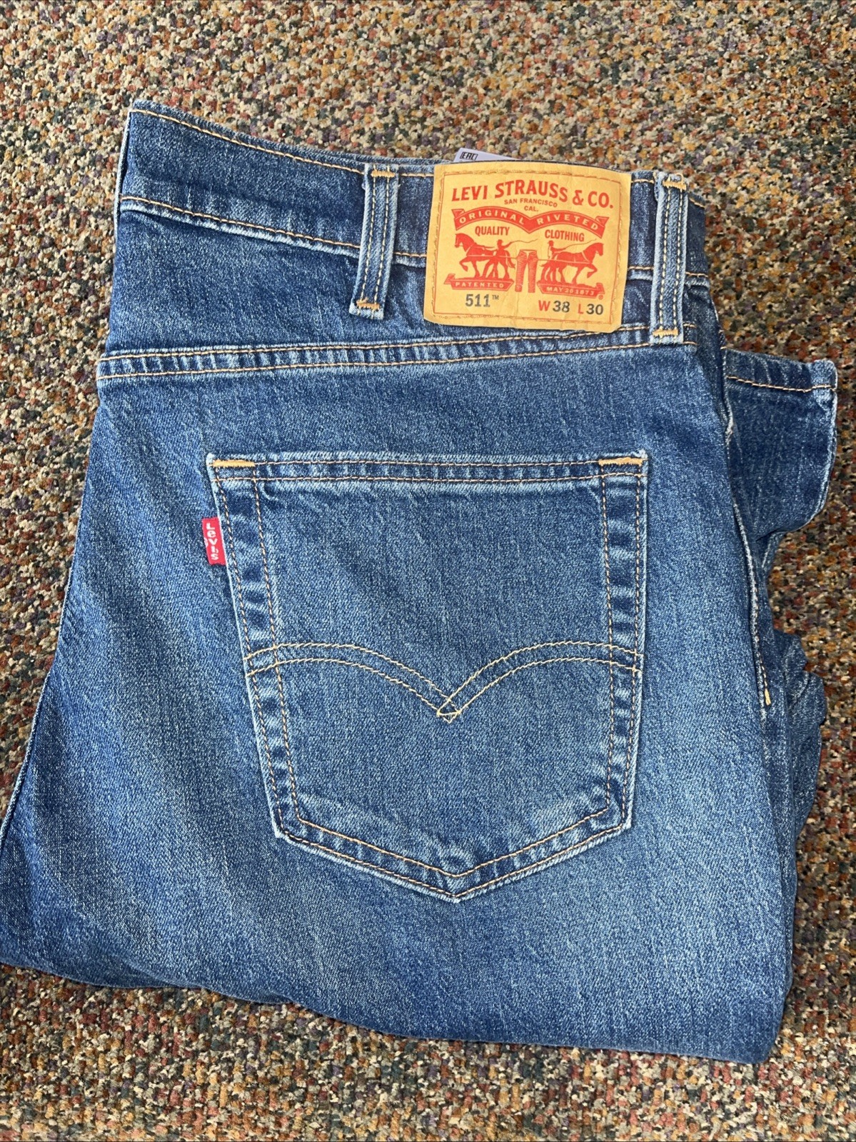 Levi’s 511 Men’s Slim Fit Stretch Sits Below Waist Jeans, Blue, Size 38X30 NWT