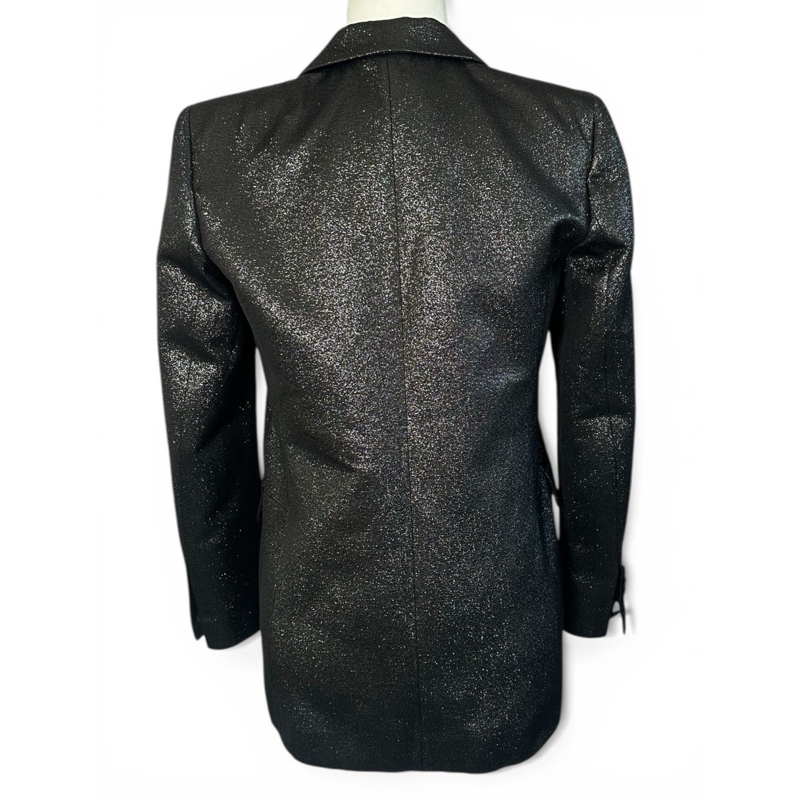 BLACK SHIMMER Blazer With Lamb Leather Lapels