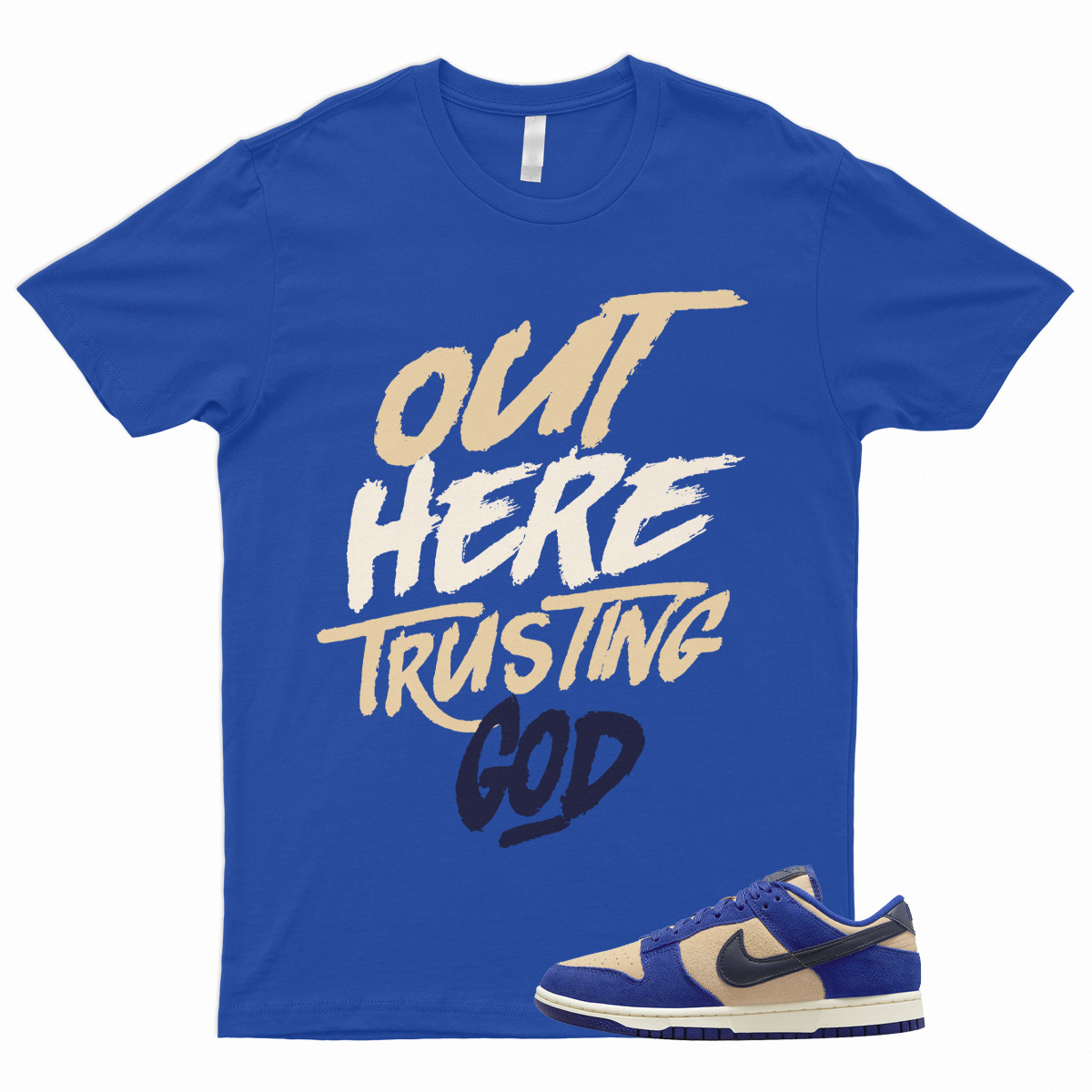 TG T Shirt to Match Dunk Low Blue Suede Tan Cream Midnight Navy Royal 1 Bagel