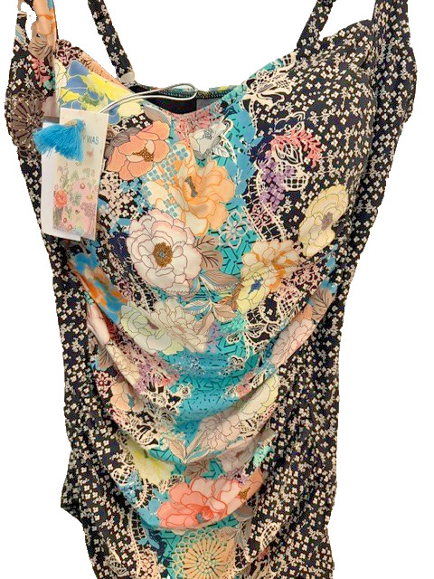 NEW TAGS JOHNNY WAS MILA RUCHED ONE PIECE FLORAL BATHING SUIT SWIMSUIT 3X $198