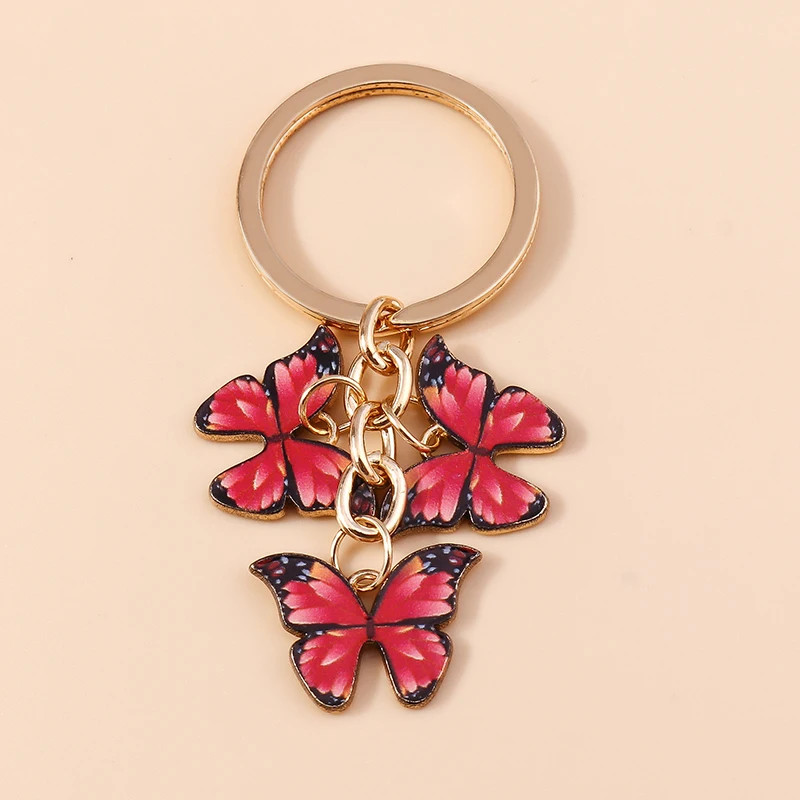 Cute Colorful Butterfly Keychains Enamel Animal Keyrings Souvenir Gift for Women