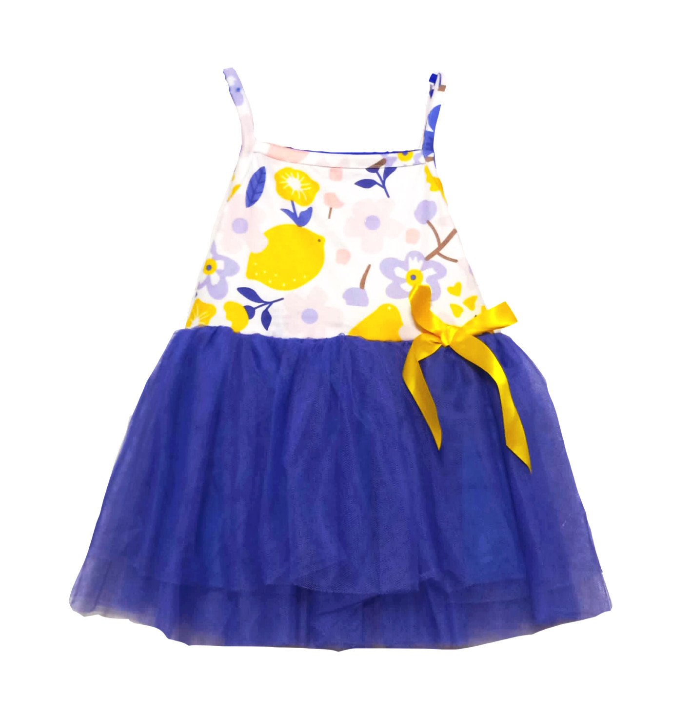 NWT Pete + Lucy Baby Girls Lemon Tulle Dress Size 0-6 Months Sleeveless Floral