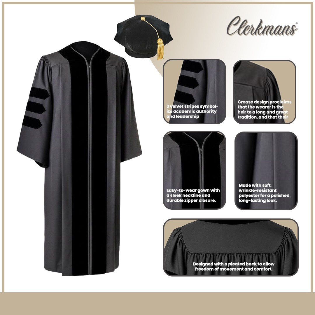 Classic Doctoral Graduation Tam & Gown – Academic Regalia