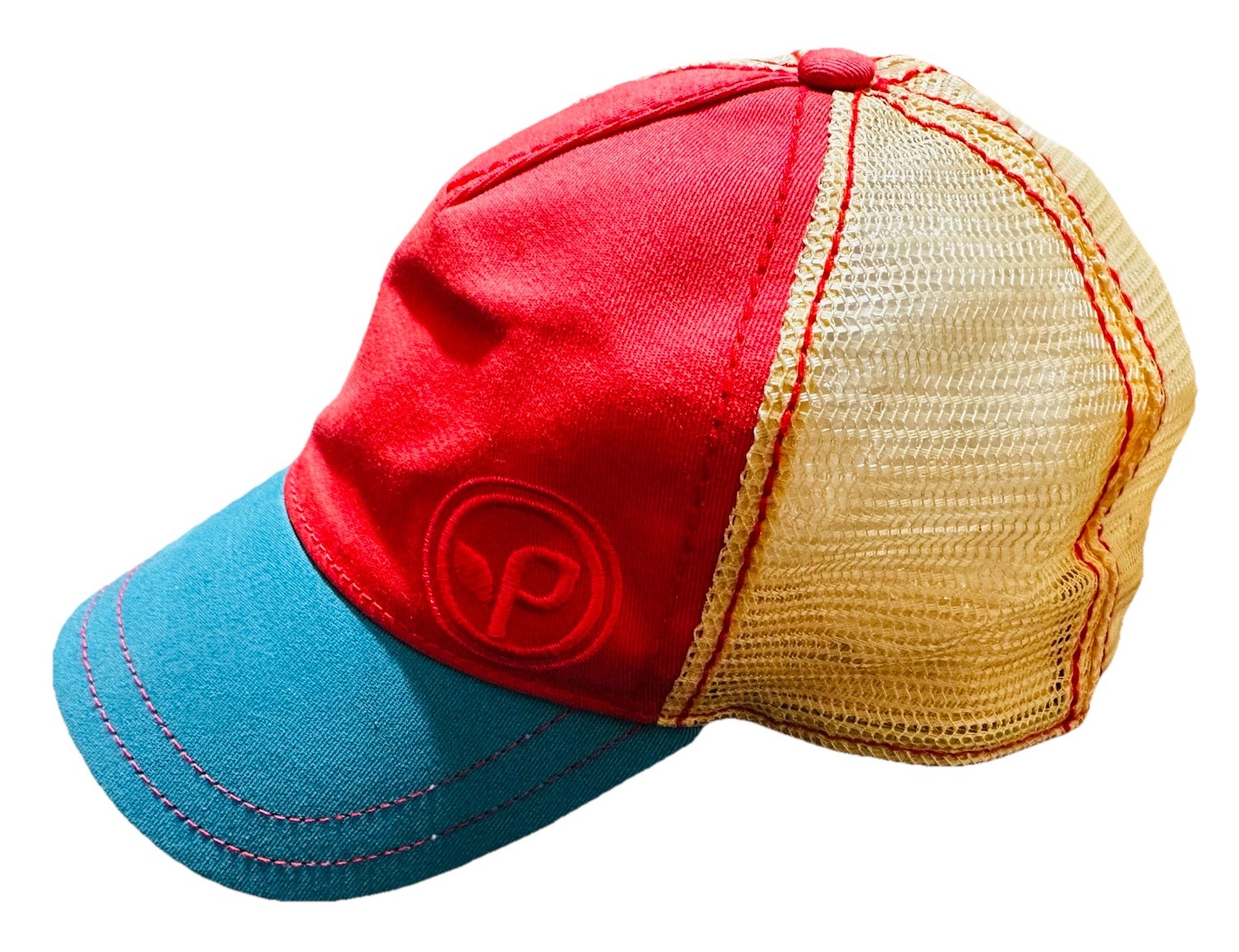 Pistil Women’s Coral Teal Flamingo Logo Trucker Hat Adjustable Mesh