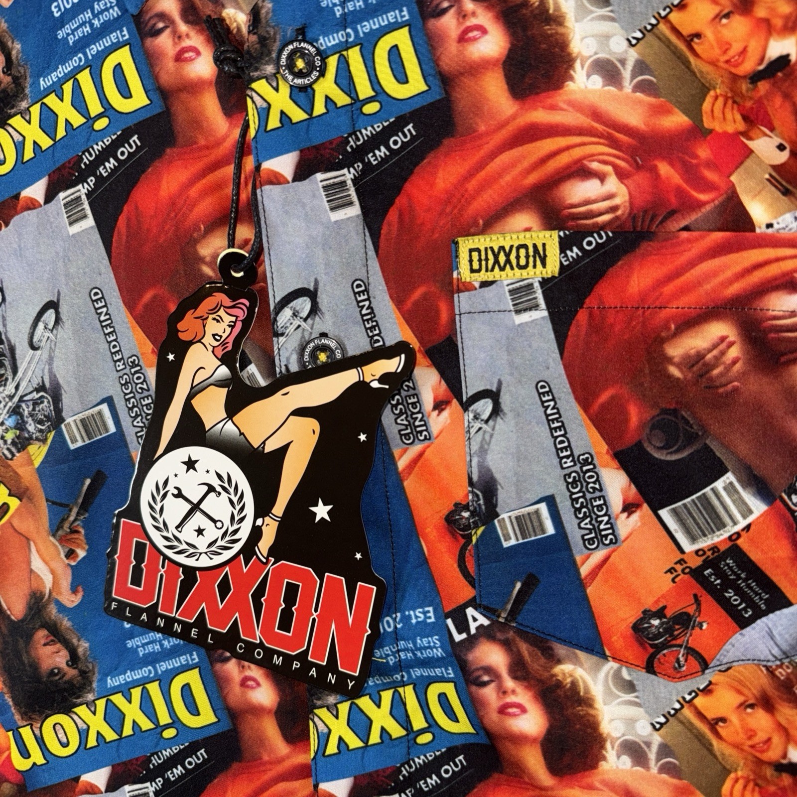 Dixxon Flannel Co Party Shirt THE ARTICLES Button Up Magazine Pin Up Sz L NEW