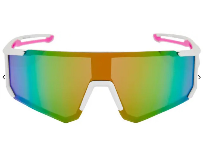HURLEY Polarized Semi-Rim Shield White SUNGLASSES Rainbow Mirrored HSL1040OP NWT