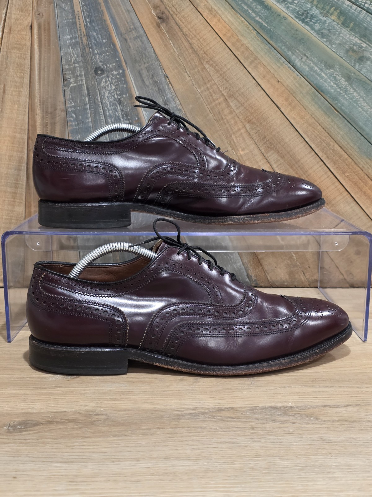 Allen Edmonds McAllister Wingtip Oxfords Burgundy 9 EEE USA Leather Wide