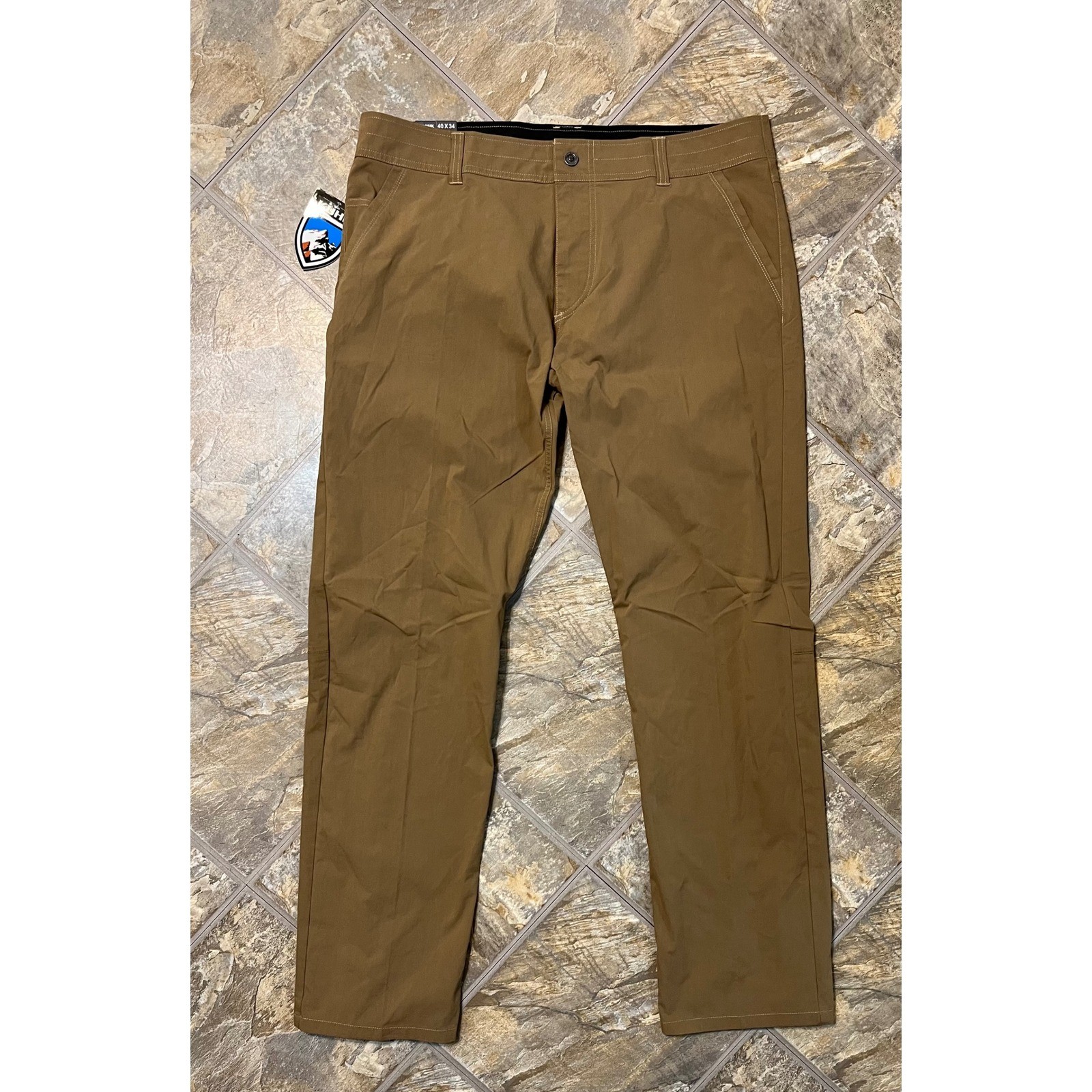 Kuhl Slax Pants Mens 40×34 Dark Khaki New Klassik Fit Technical Chino