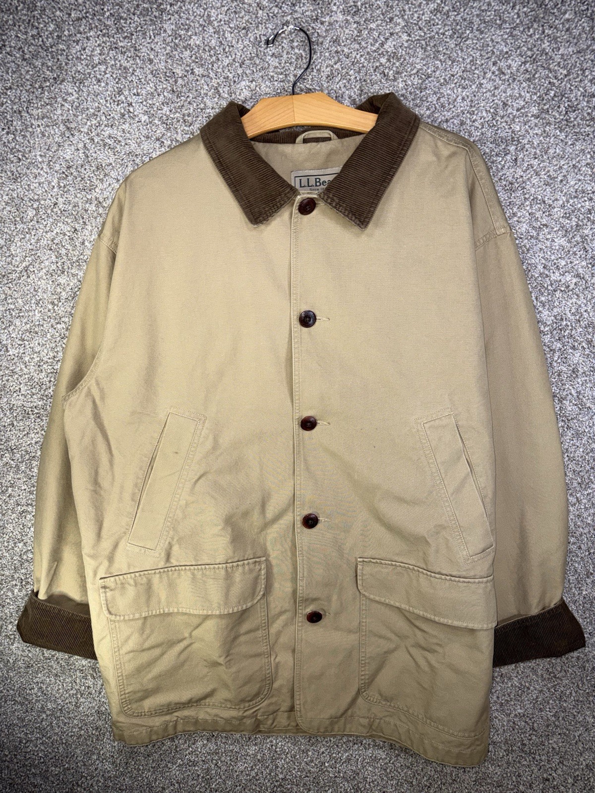 Vintage LL Bean Corduroy Chore Field Jacket Mens XL Nylon Canvas Lined