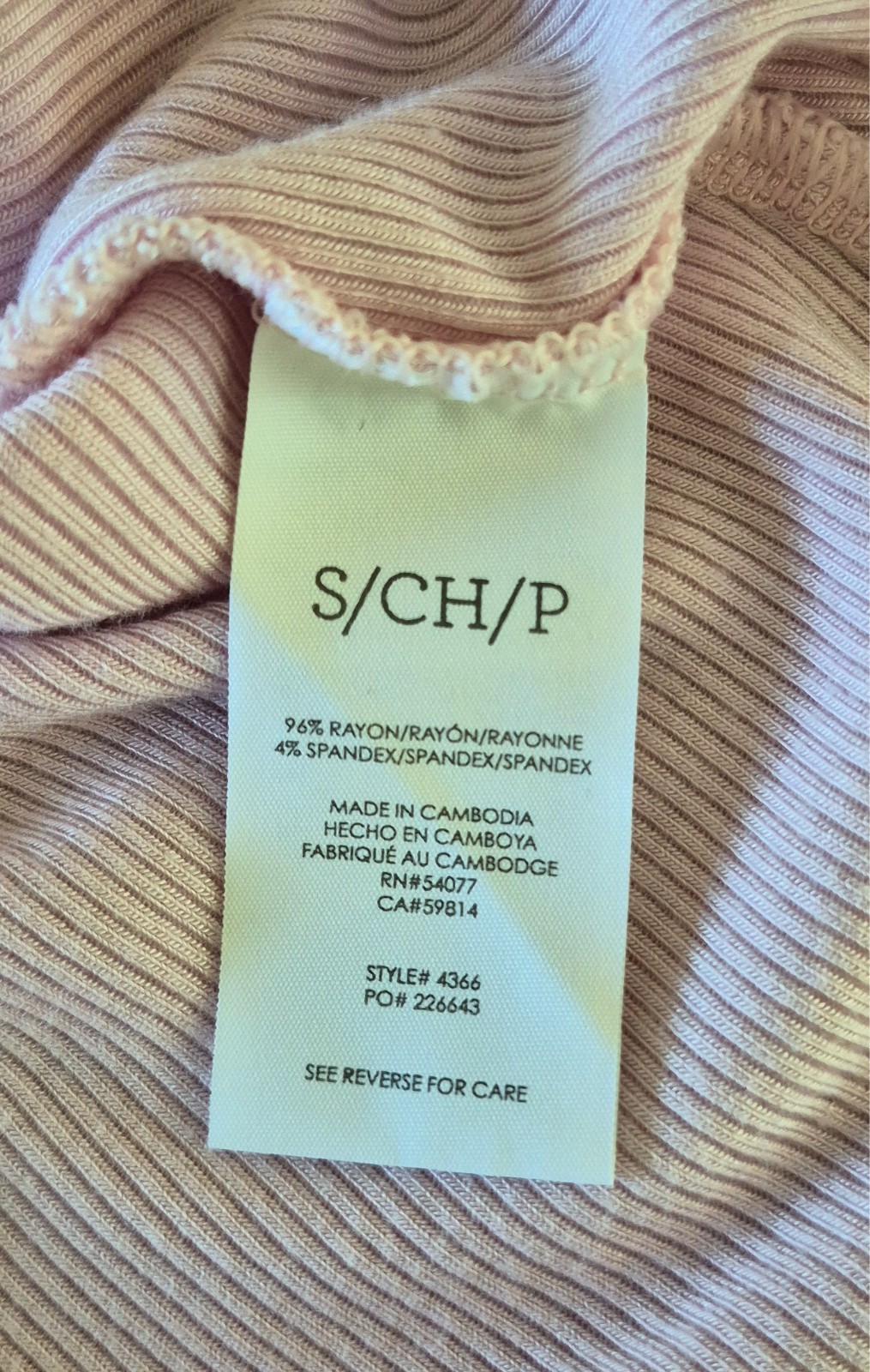 CAbi #4366 Simple Thermal Carnation Pink Ribbed Stretch Long Sleeve Size Small