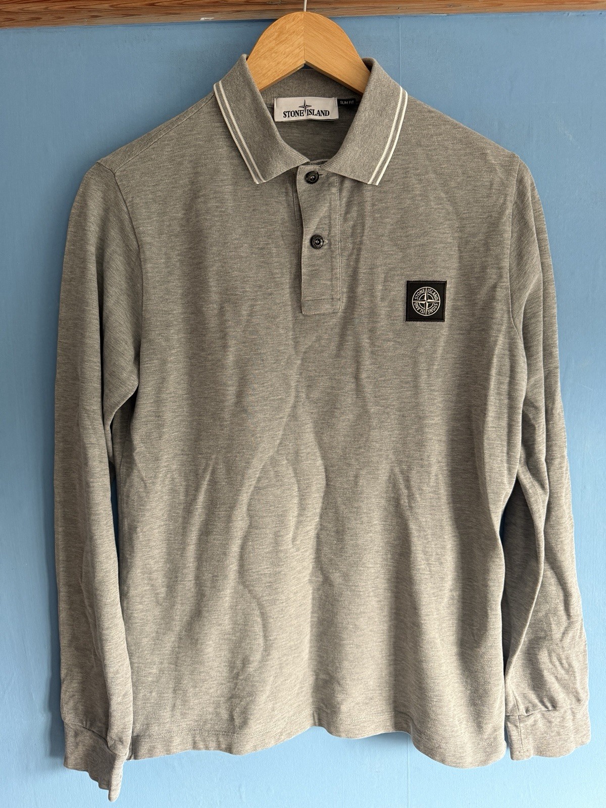 Stone Island Long Sleeved Polo Shirt Summer 2022 Size Medium Slim Fit