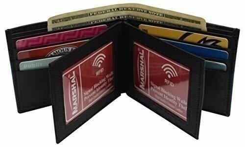 RFID Blocking Men’s Leather Wallet Bifold Multi Card ID Holder