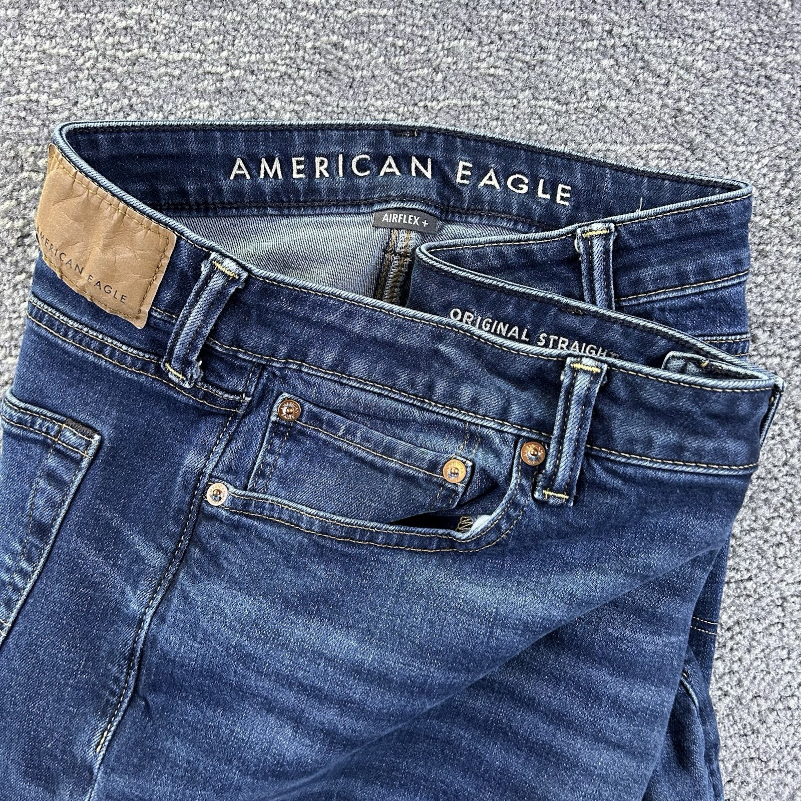 American Eagle Jeans Original Straight Mens Dark Wash 36×34 33 Air Flex Stretch