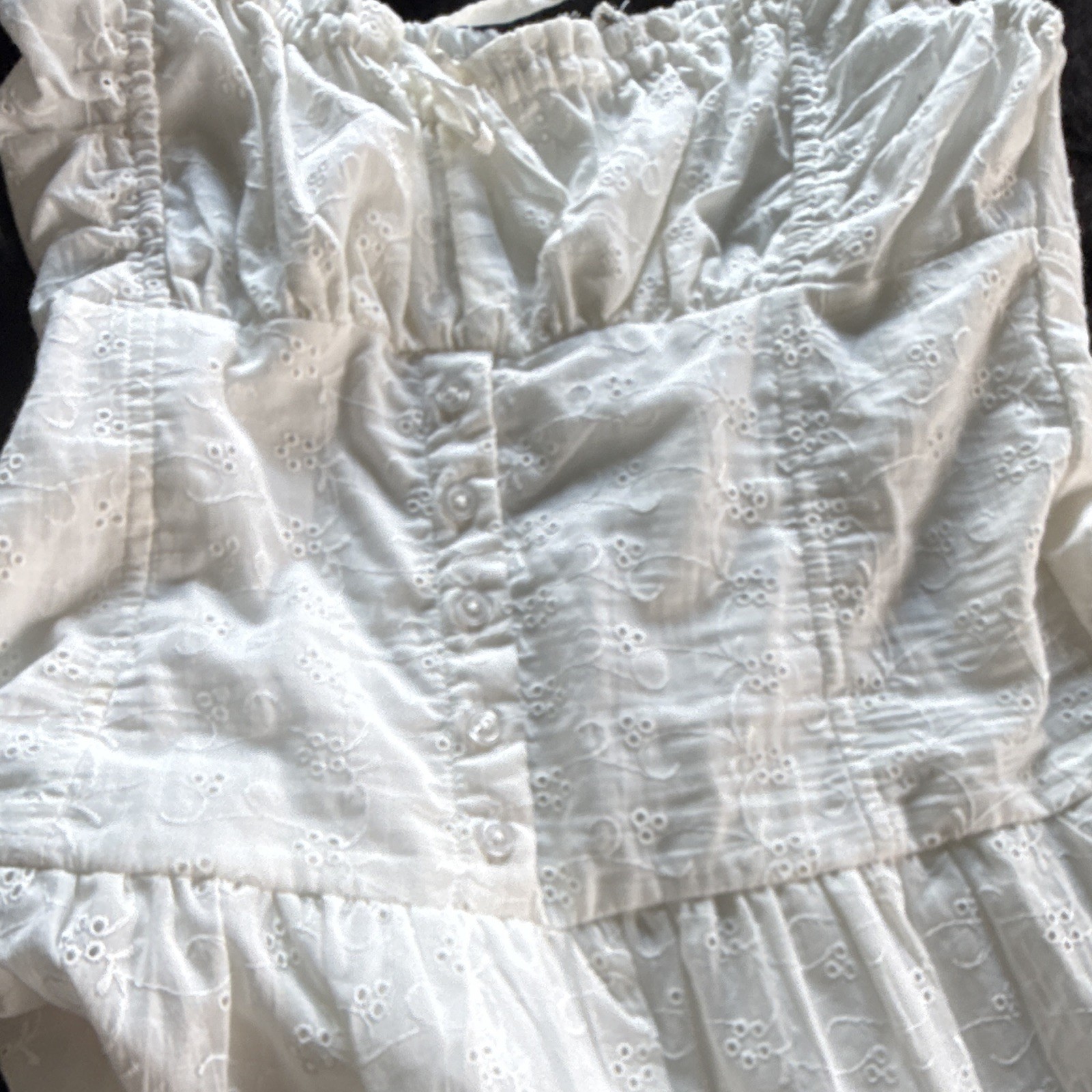Aéropostale White Eyelet Sundress Smocked Sweetheart Strappy Short S