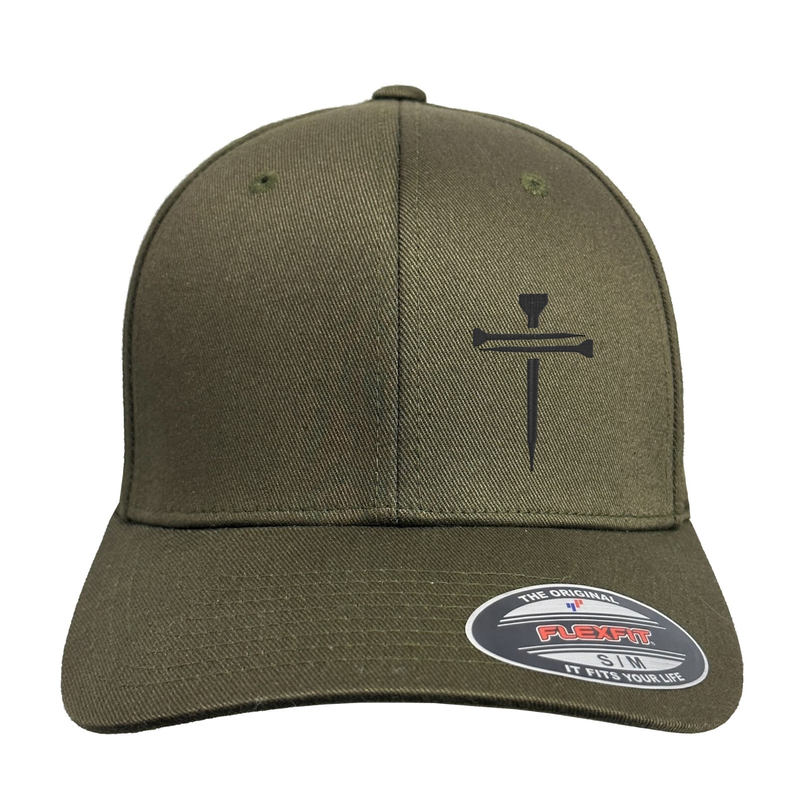 Men’s Christian Faith Cross Nails Embroidered Logo Flexfit Hat Adult Dad’s Cap
