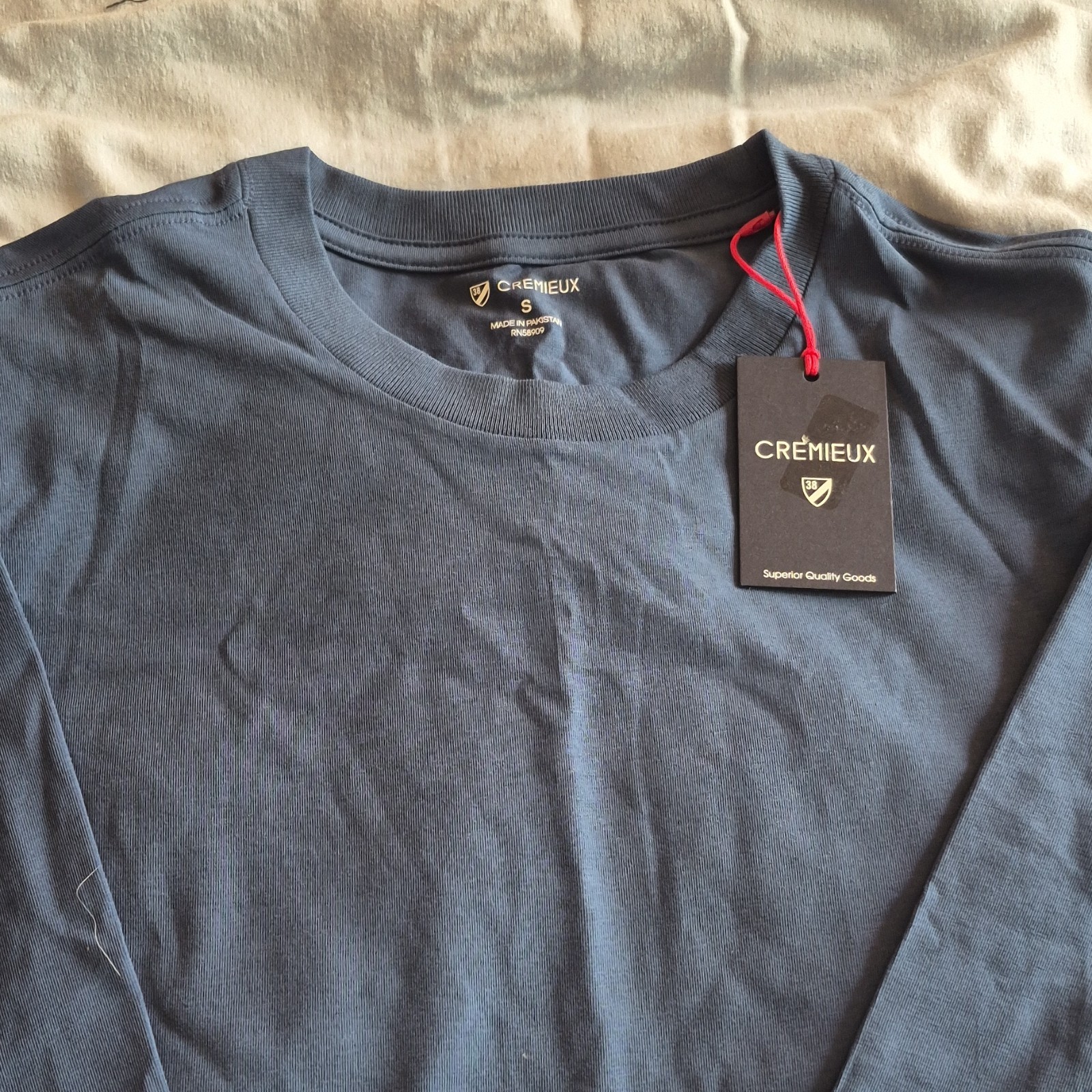 Cremieux Men’s Blue Solid Crew Neck Long Sleeve Knit T-Shirt, Size S