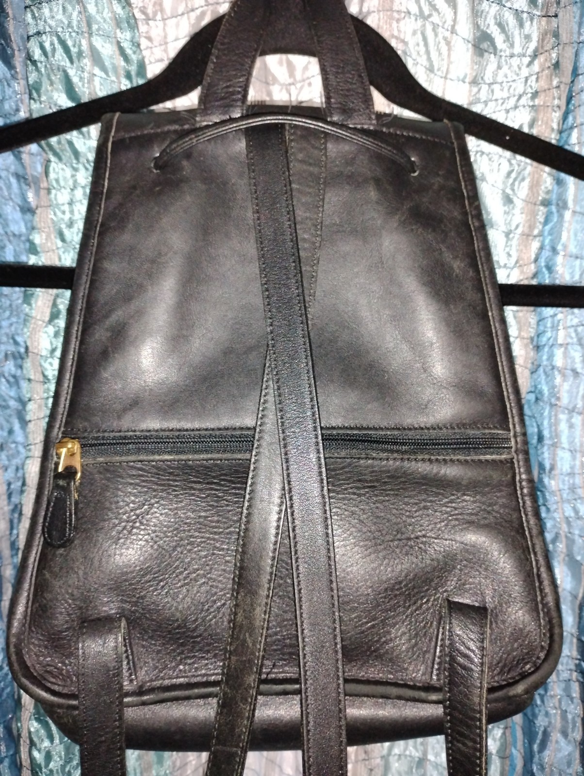 Vintage Coach 9791 Black Leather Backpack Daypack Rucksack Drawstring 90s Y2K