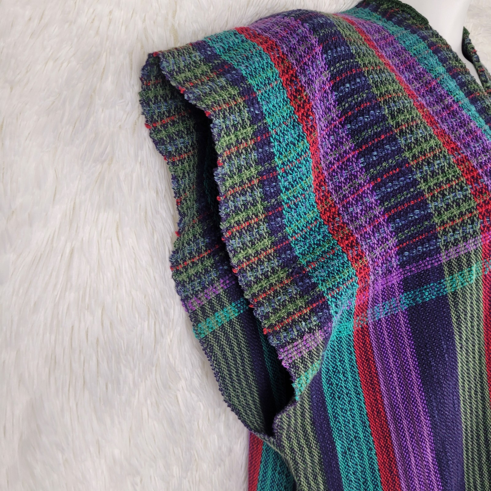 Unbranded Hand Woven Striped Open Duster Cardigan Lagenlook Boho Hippie