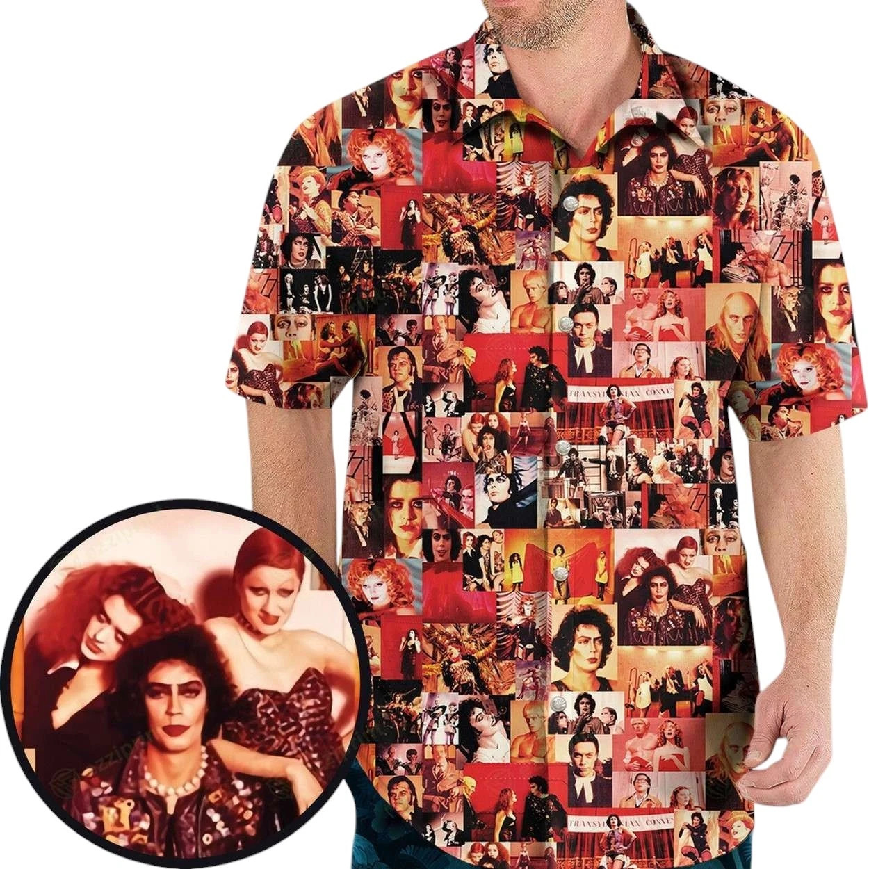 The Rocky Horror Picture Show Men Hawaiian Shirt Vintage Movie Fan Summer Aloha