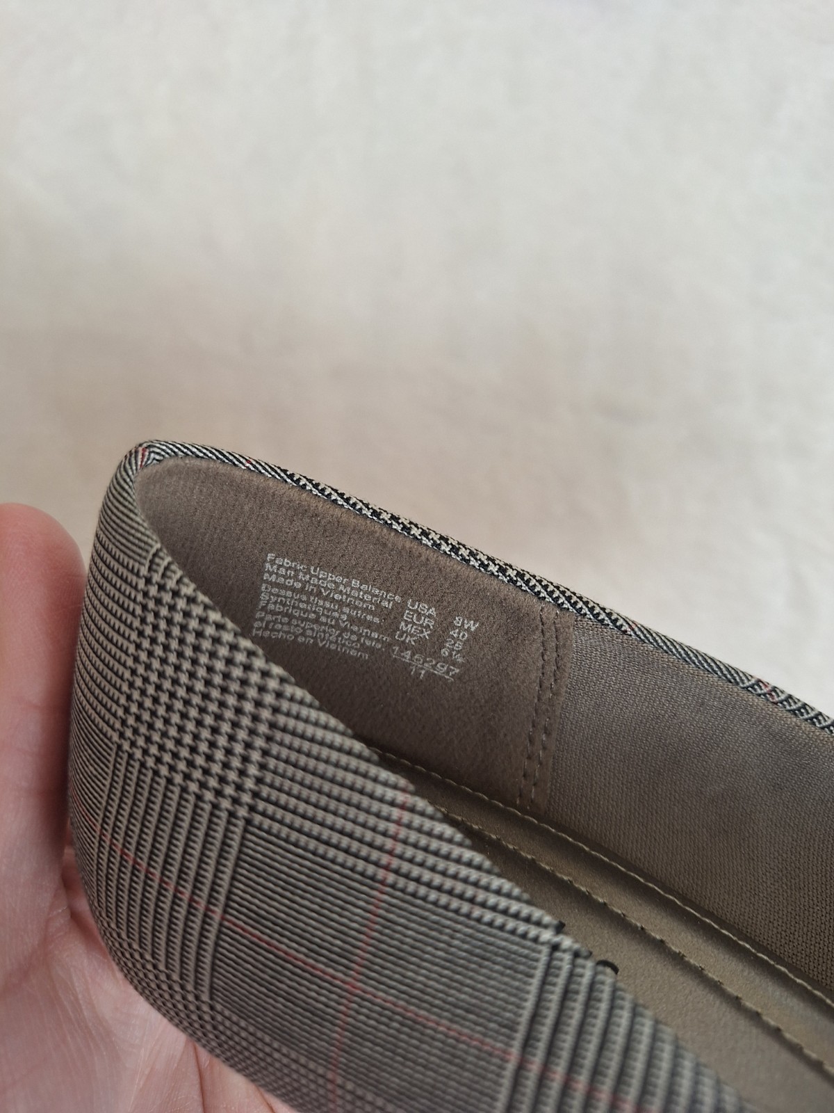 Comfort Plus Predictions Shoes Heel Gray Black Plaid 8W Pump Slip 3″ Flexible