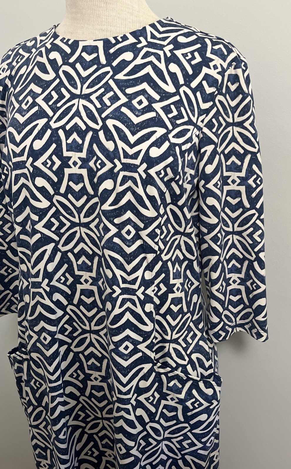 J McLaughlin Catalyst Catalina Cloth Blue Nile Geo Jersey Shift Dress XL
