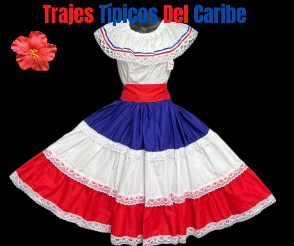 Dominican Republic, Puerto Rico Traditional Dress Traje del Caribe (3 Piezas)