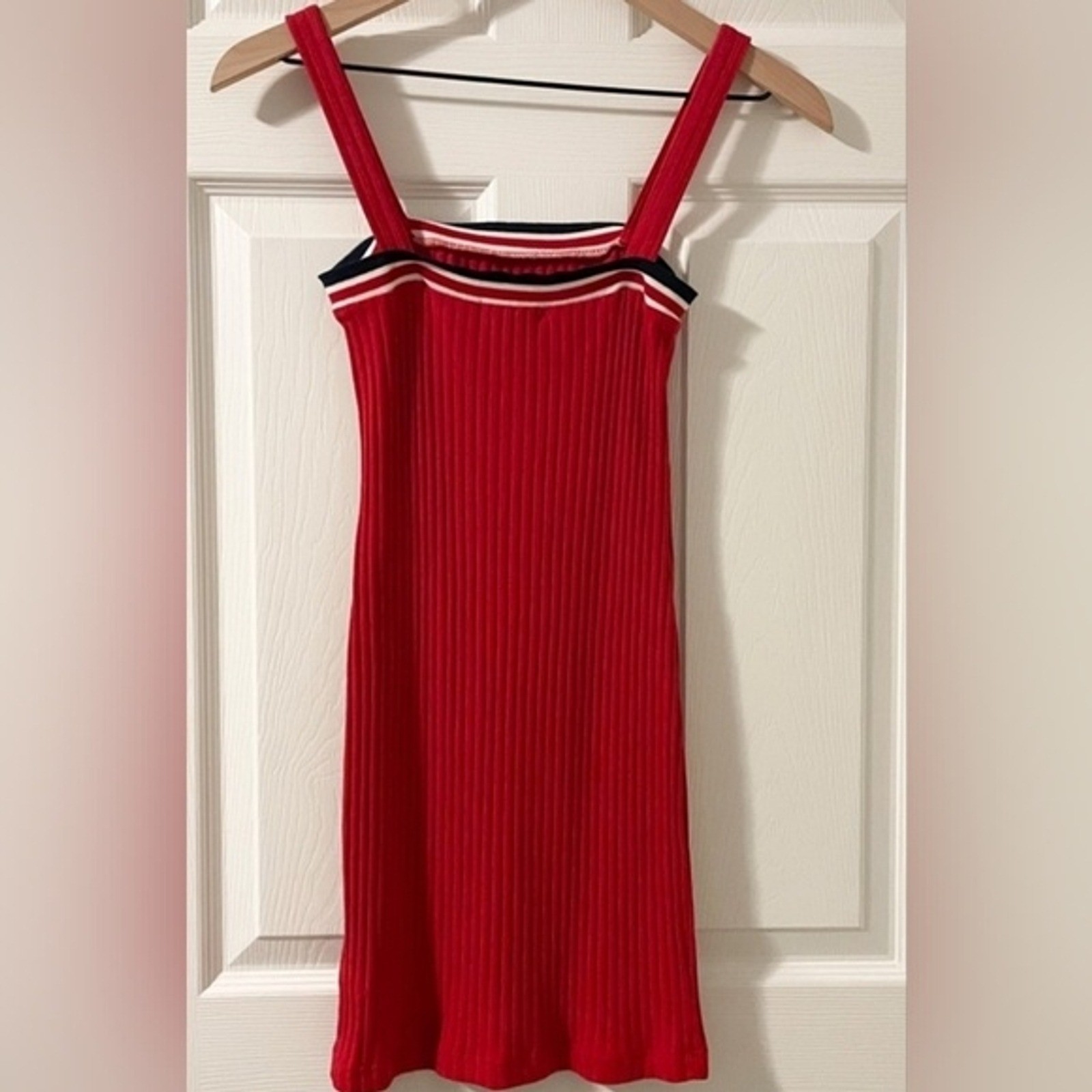 Urban Outfitters Red White Mini Dress Silence + Noise Striped Tennis Cotton S M