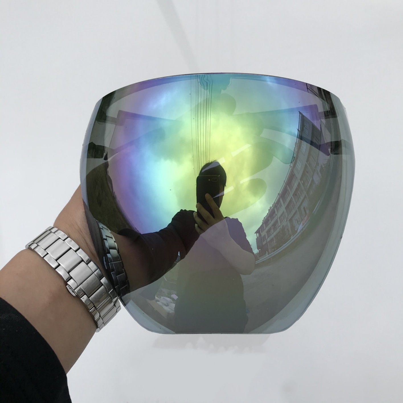 Silver Coated ABS Mirror Reflective Full Face Mask Oversized Polarized Sunglass