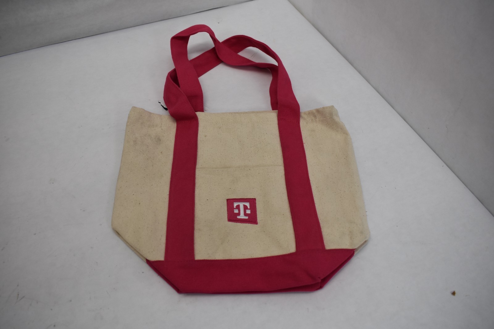 T-Mobile Mini Canvas Tote Bag Off White Pink Strap 12.75″ x 10.75″ Lot of 5