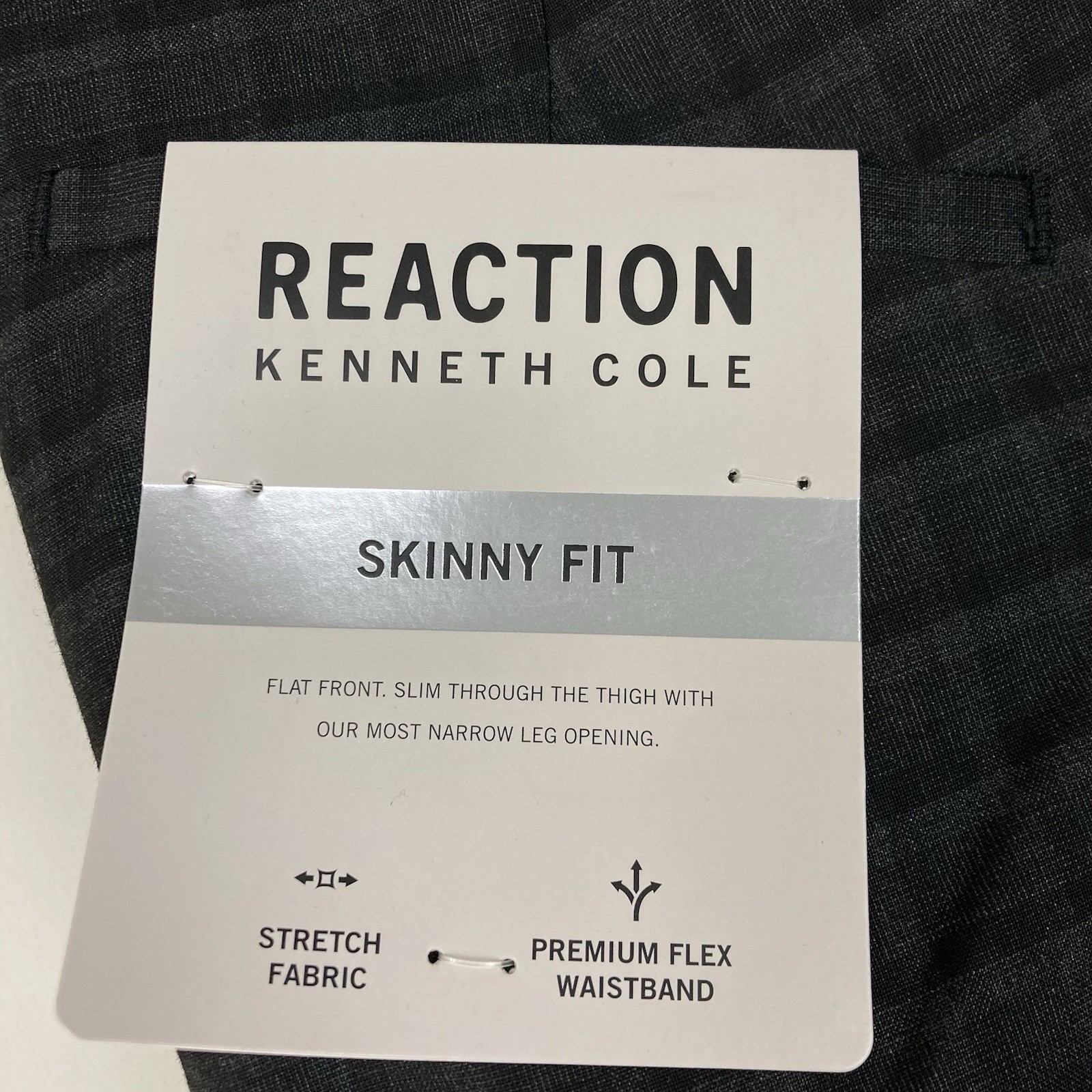 Kenneth Cole Reaction Men’s Pants Gabardine Skinny Fit Stretch 34W 32L Plaid