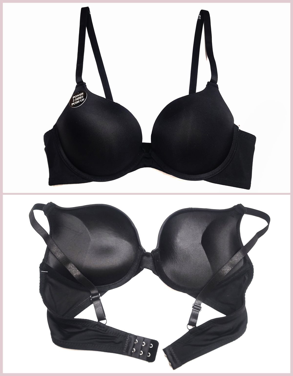 Women Add 2 Cup Sizes Extreme Ultimate Lift Padded Push Up Bra Black 32B-40C