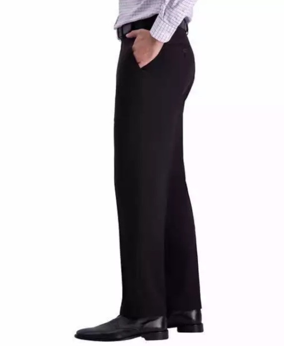 Haggar Men Black Premium Comfort Straight Fit Stretch Dress Pants Size 40X30