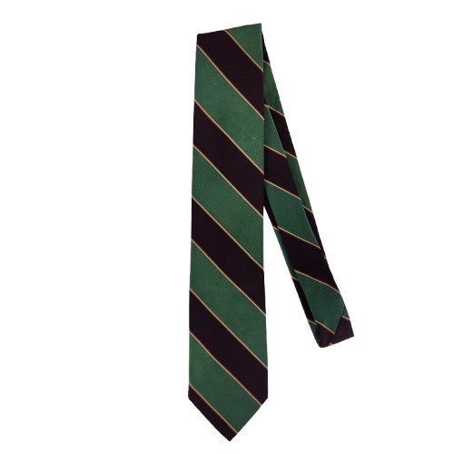 Vtg. Robert Talbott/Jack Henry Green Brown Classic Stripe 100% Silk Tie-England