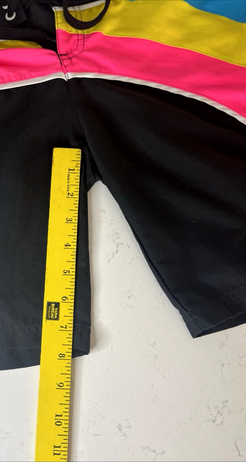 Vintage Ocean Pacific 90’s Board Shorts Black/Pink/Yellow/Blue -SIze S/Ch 3-5