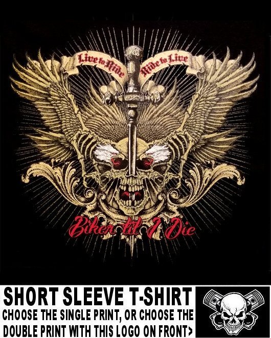 Live To Ride Ride To Live Biker Till I Die Sword Skull Motorcycle T-shirt AB85