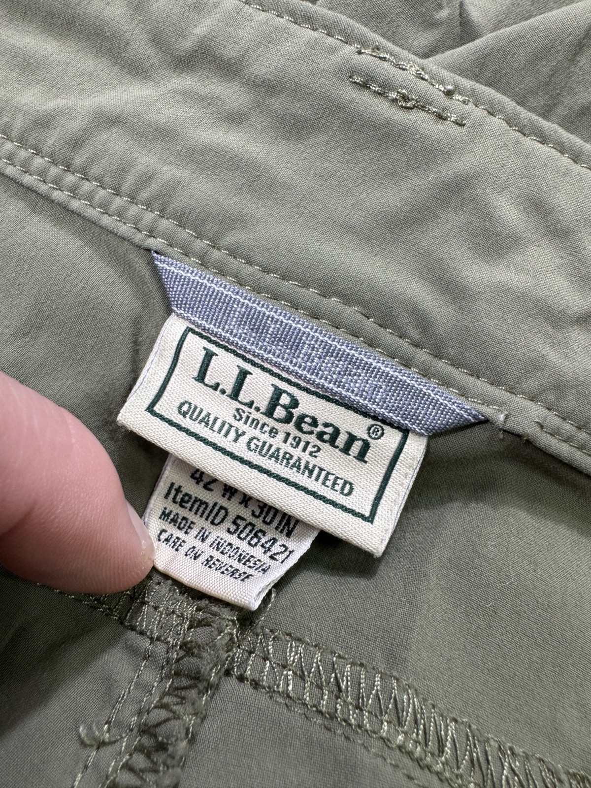 LL Bean Pants Men’s 42×30 Green Climbing Hiker Hiking Nylon Stretch Outdoor