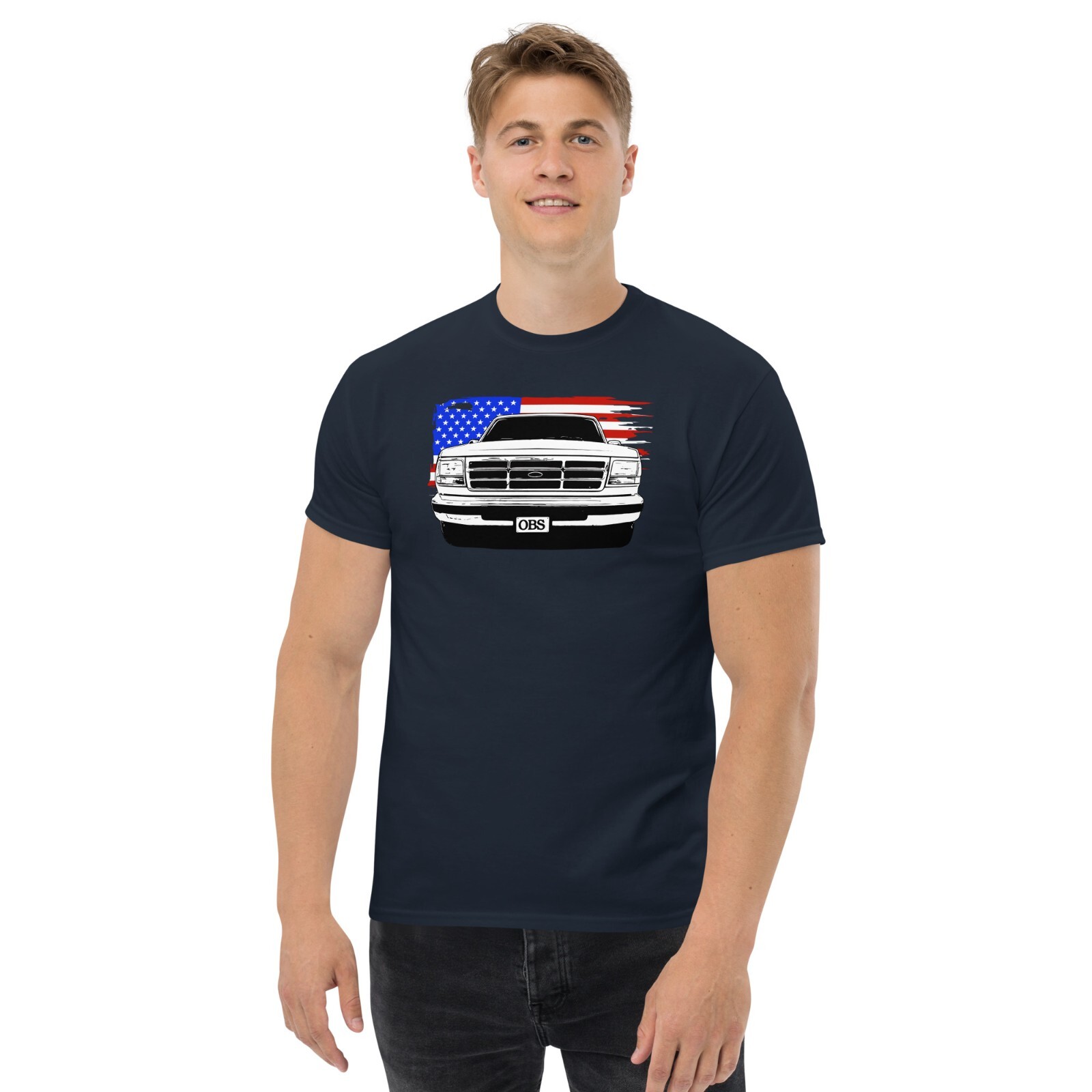 OBS T-Shirt Mnes 90s Ford Truck Shirt With American Flag