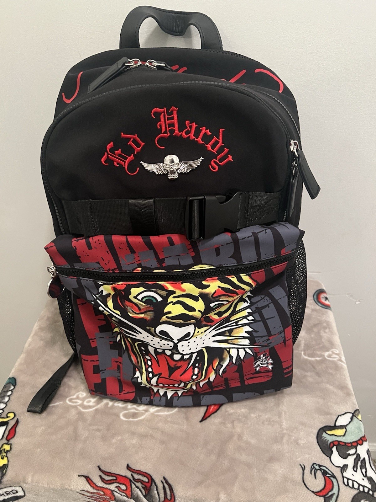 Ed Hardy Backpack Screaming Tiger Multicolored Canvas NWOT