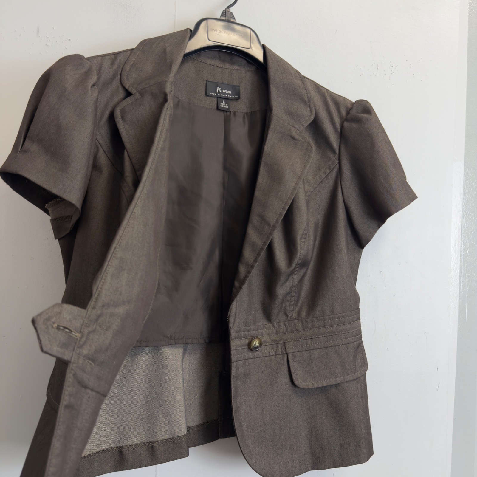 B-Wear Byer California Brown Short Sleeve Blazer and Pencil Skirt Suit Set L